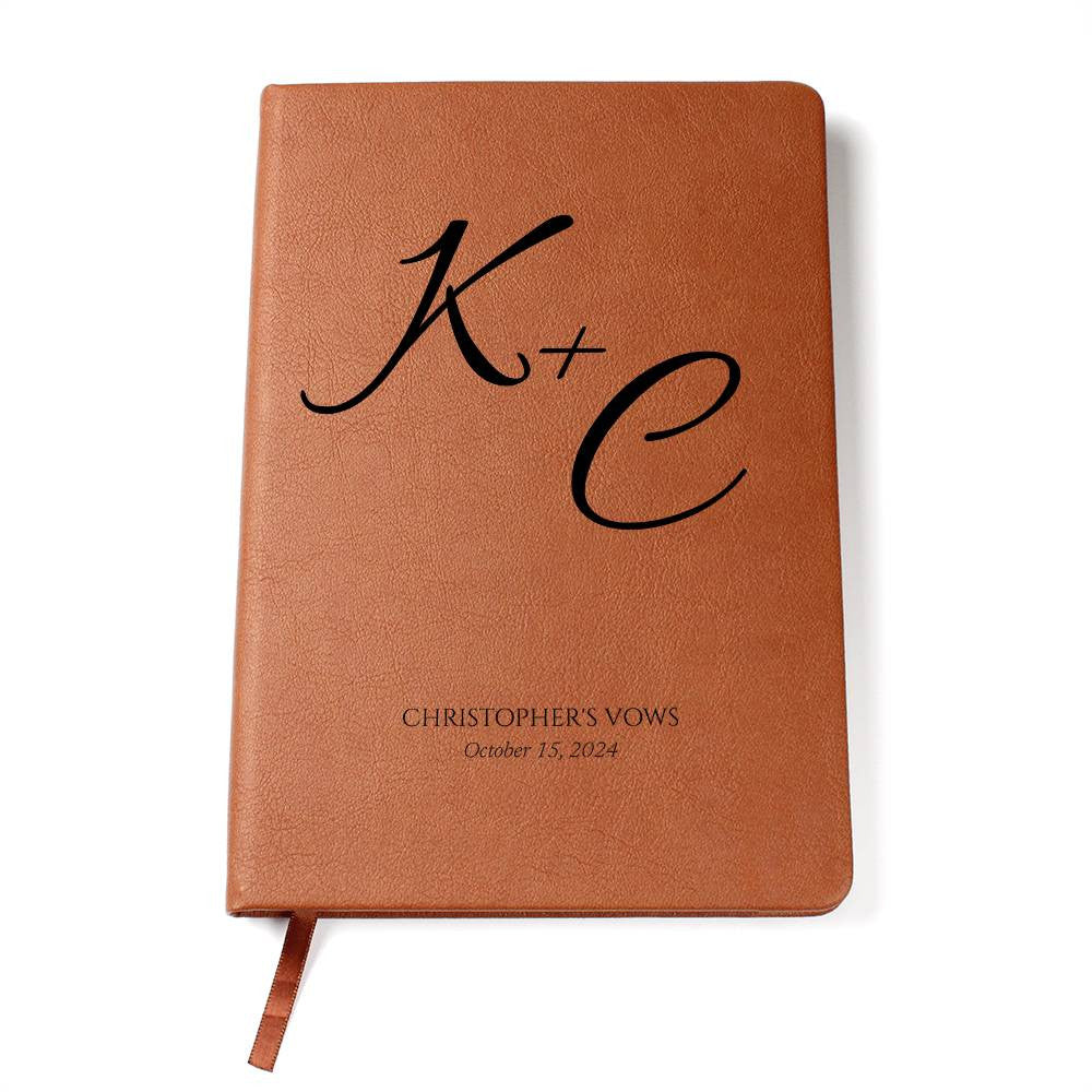 Custom Leather Wedding Vow Journal with Intials