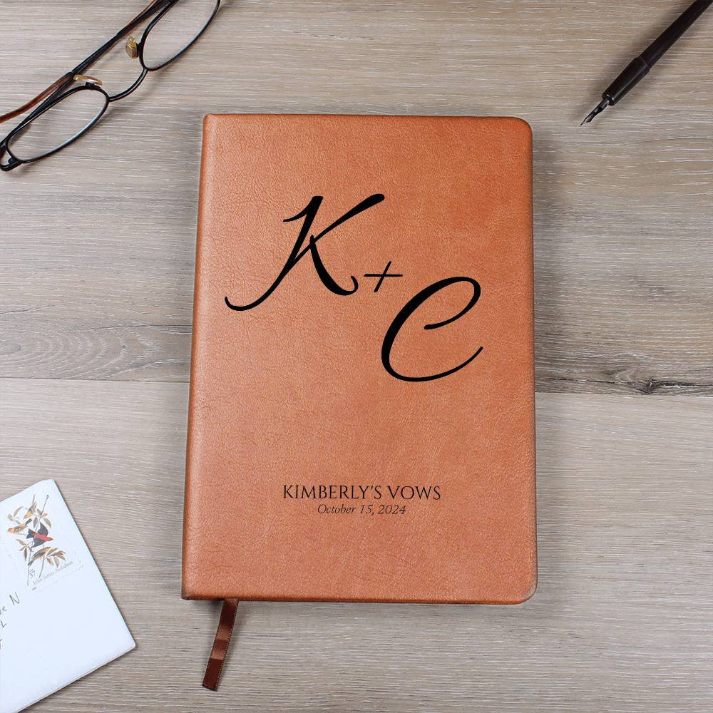 Custom Leather Wedding Vow Journal with Intials