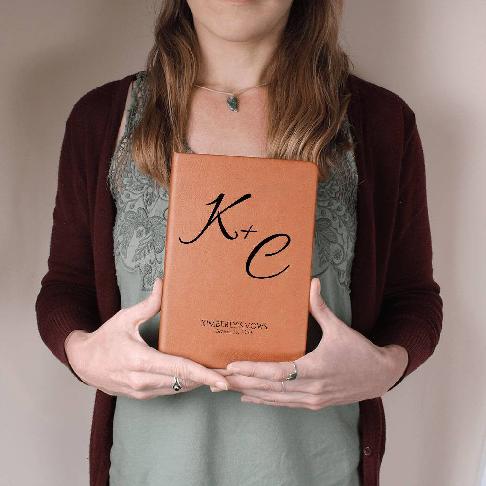 Custom Leather Wedding Vow Journal with Intials