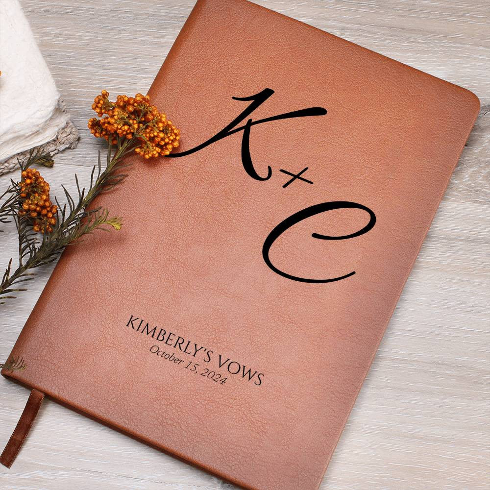 Custom Leather Wedding Vow Journal with Intials