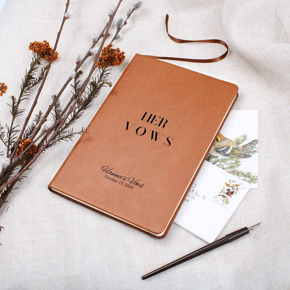 Custom Leather Vow Journal for Him or Her, Personalized Wedding Keepsake, Couples Memory Book, Perfect Anniversary Gift