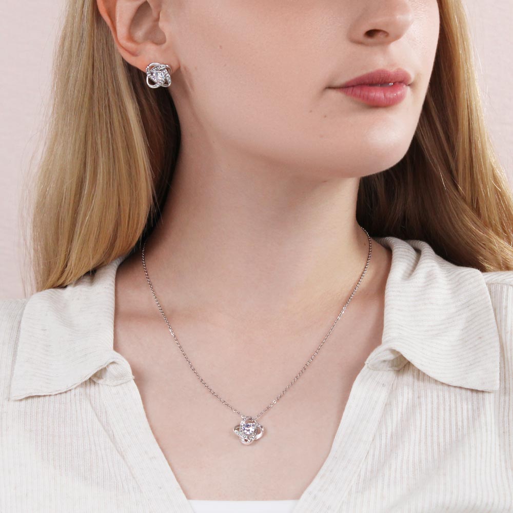 Lil' Boo Thang love knot necklace and earring set - Valentine's Day - 14K Gold Finish