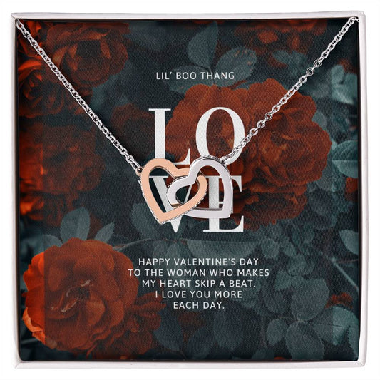 L.O.V.E. Lil Boo Thang - 14K gold finish necklace and earring - Valentine's Day set