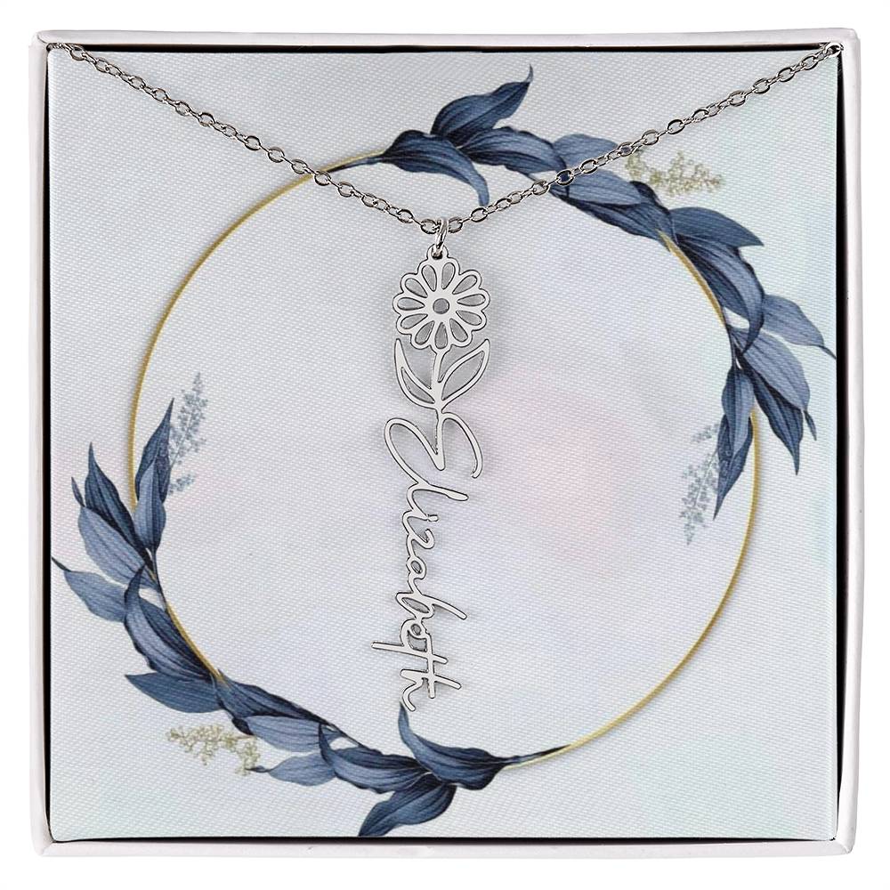 Birthday Flower Necklace Blue