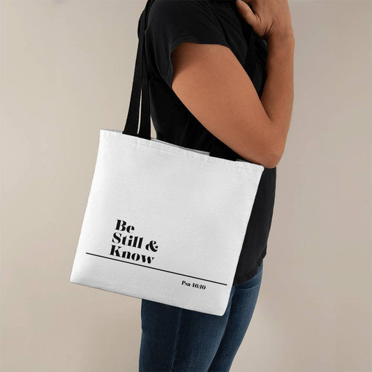 Be still and know tote bag (blk sm)