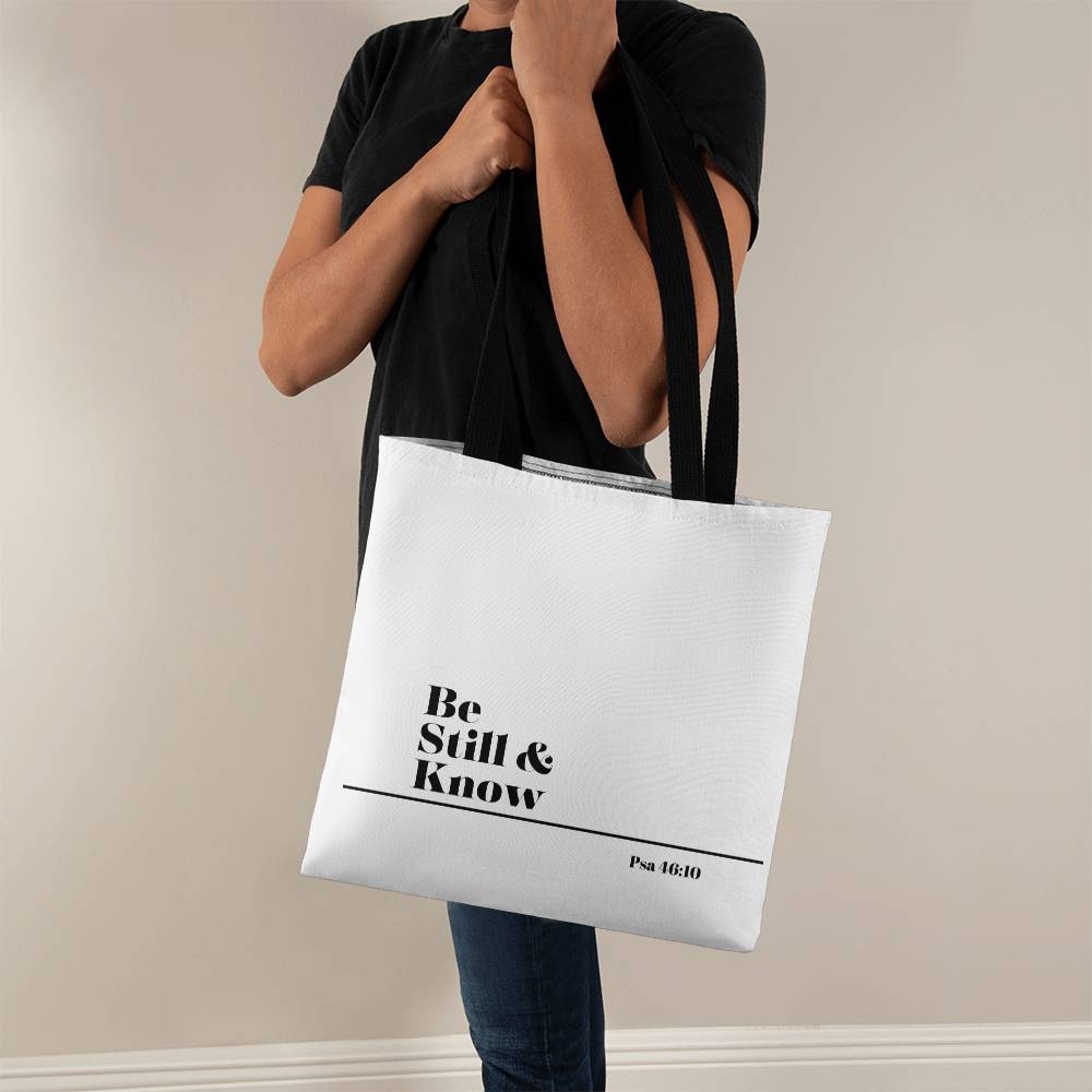 Be still and know tote bag (blk sm)