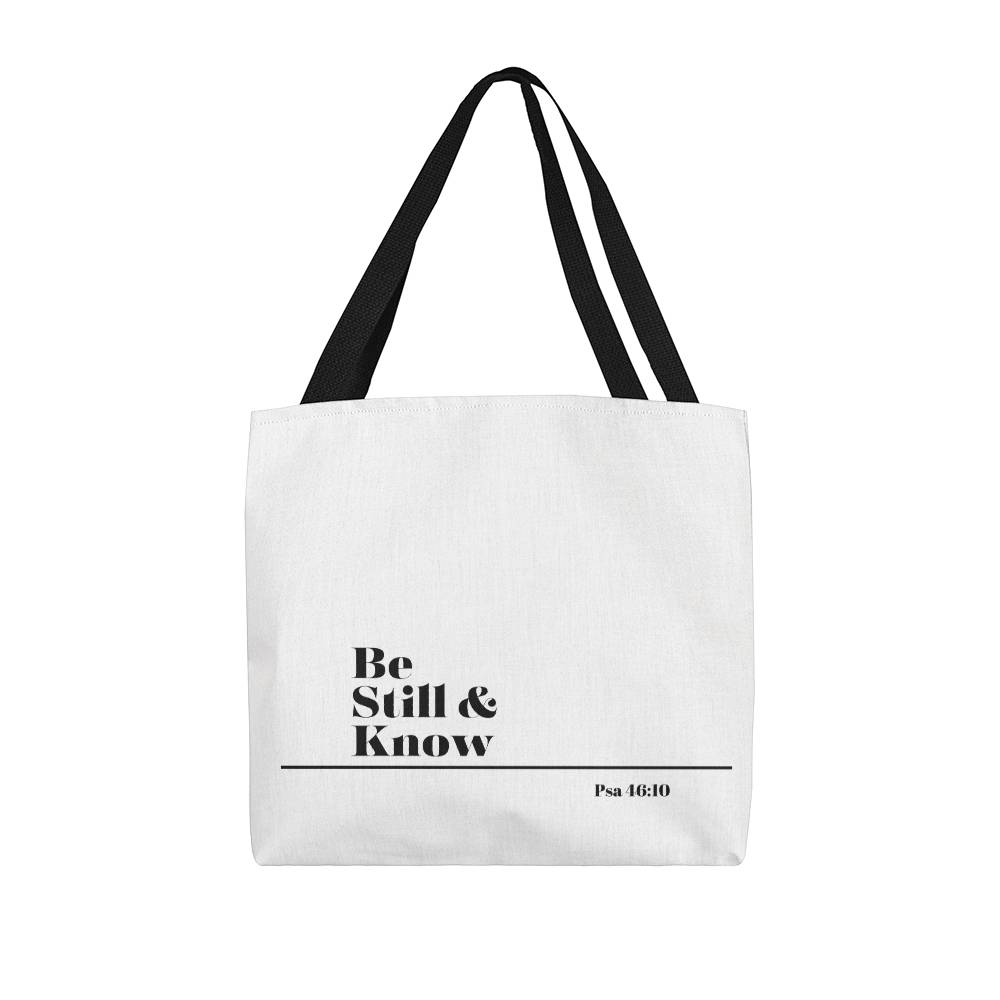 Be still and know tote bag (blk sm)