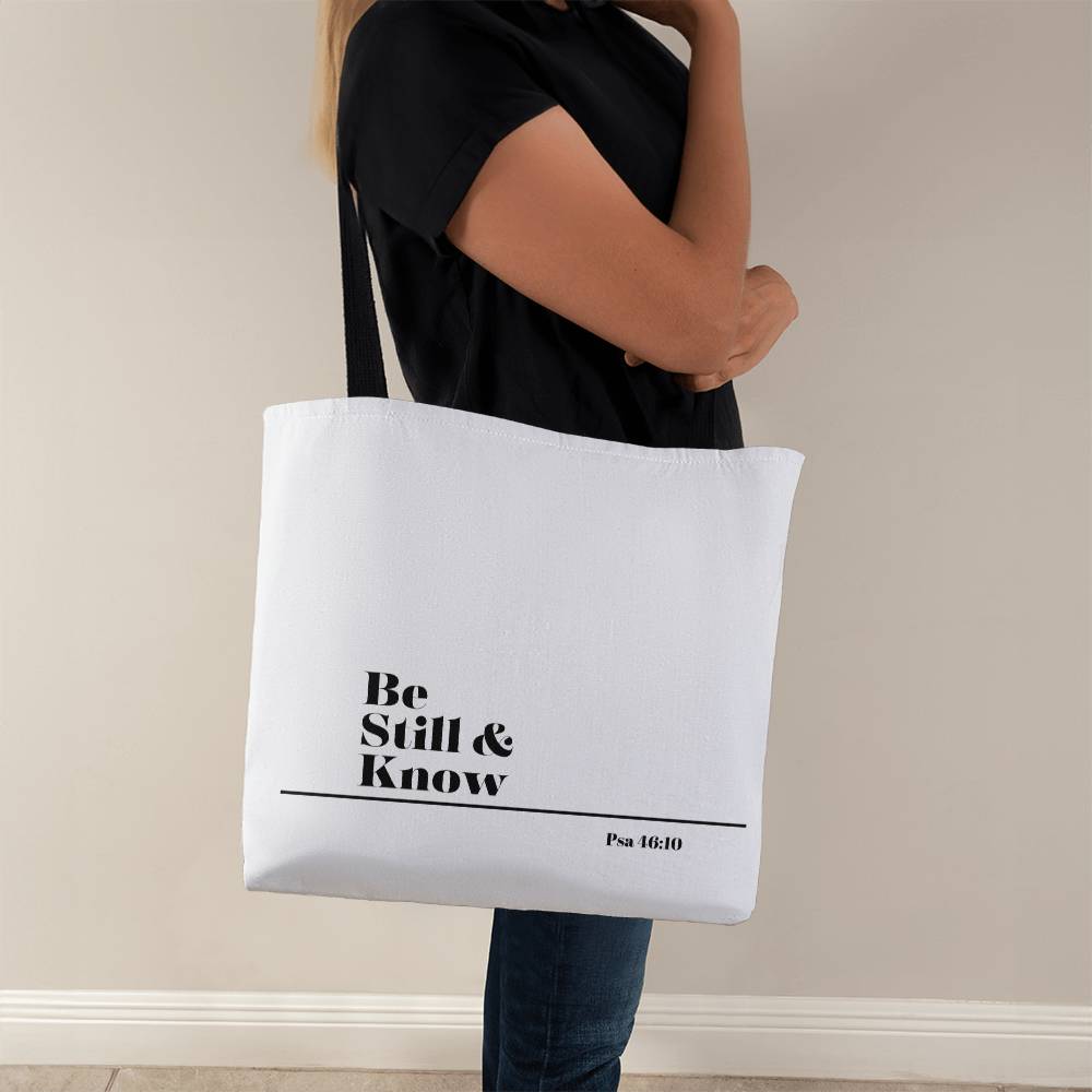 Be still and know tote bag (blk sm)