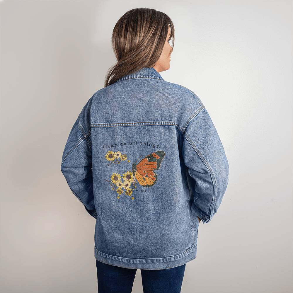 I can do all things womens jean jacket