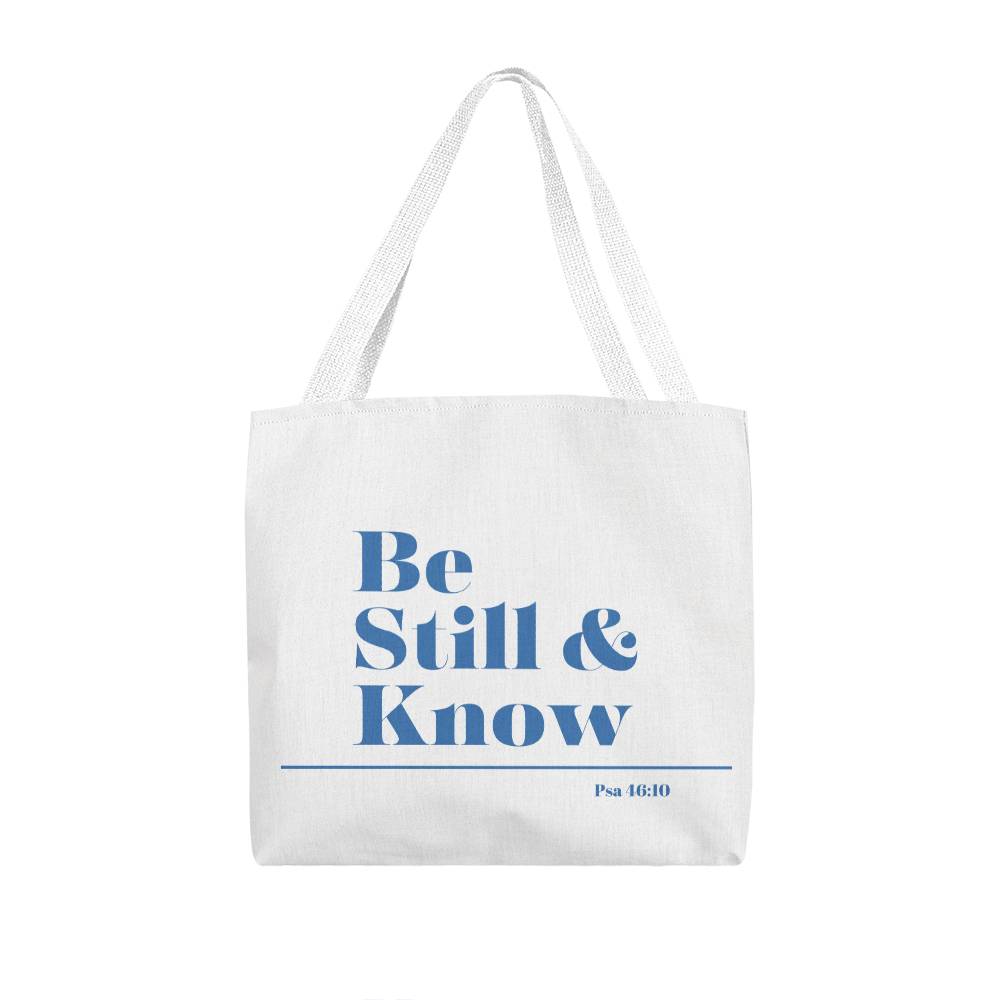 Be still and know classic tote (blu)