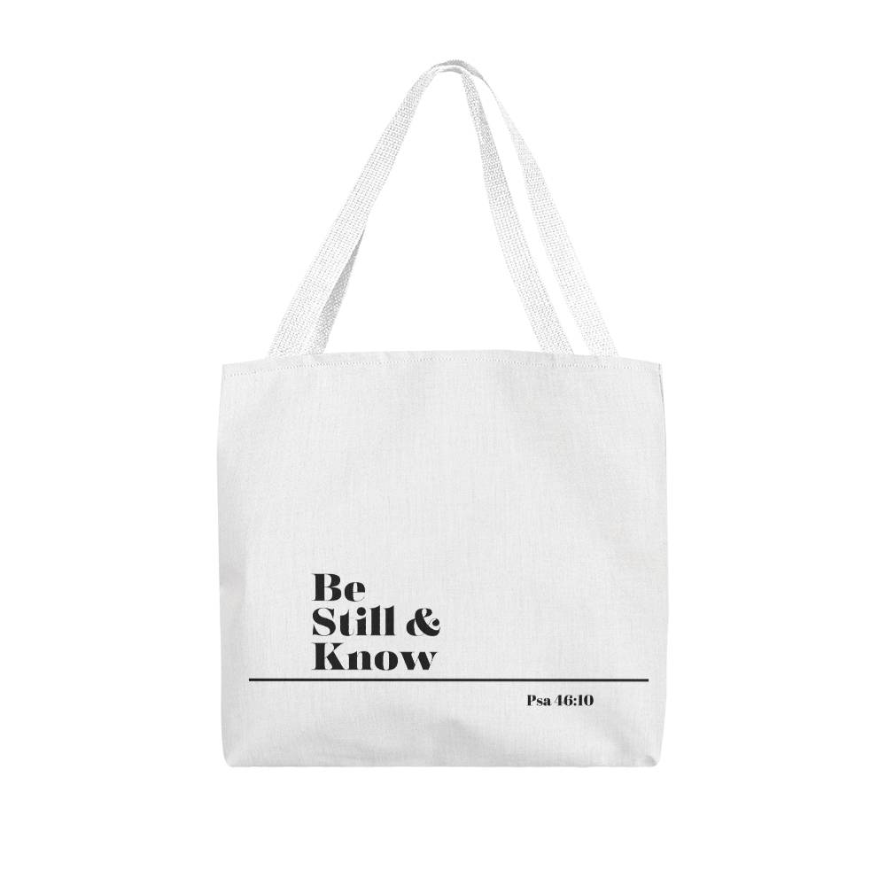 Be still and know tote bag (blk sm)