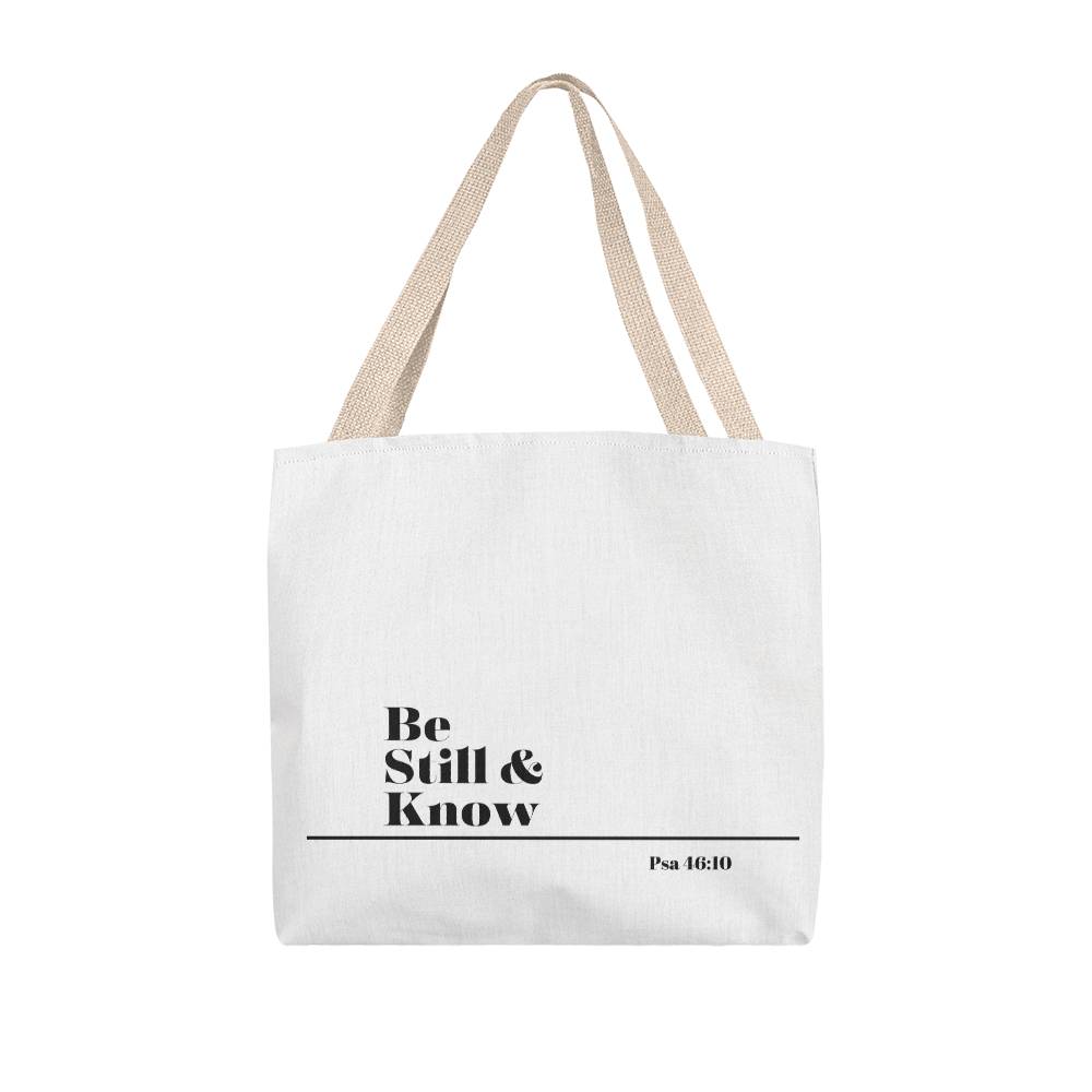 Be still and know tote bag (blk sm)