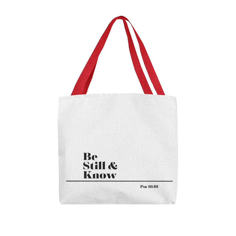 Be still and know tote bag (blk sm)