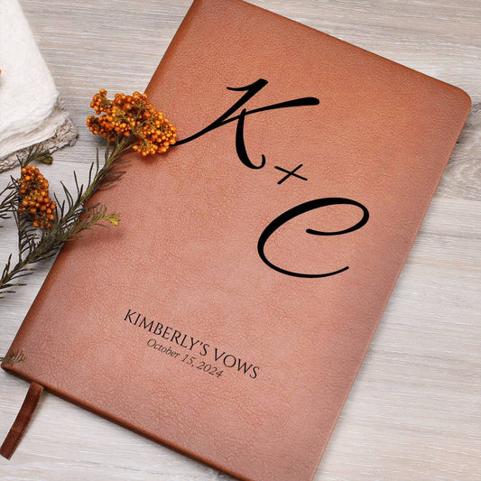 Custom Leather Wedding Vow Journal, Personalized with Initials, Names, and Date, Perfect for Him and Her, Romantic Gift